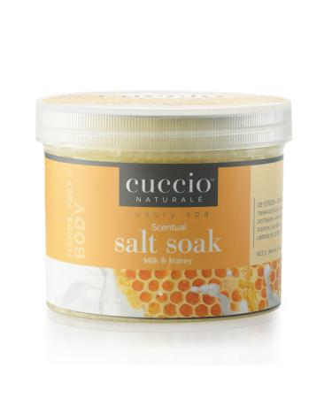 Cuccio Naturale Scentual Salt Soak - Invigorating Salts With An Irresistible Scent - Rejuvenate And Soothe Tired Feet - Softens And Leaves The Skin Fresh And Clean - Milk And Honey - 29 Oz