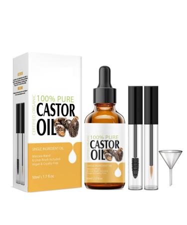 Shefave Castor Oil Organic Cold Pressed Scalp Oil with Hair Oil Applicator Hair Oil for Dry Hair Hair Growth Oil Castor Oil for Eyelashes Hair Skin Nails Beard Strengthening the Hair Root