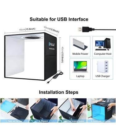 16x16 Photo Light Box for Product Photography - Quick Install, Professional Studio with Dimmable Lights and 12 Color Backgrounds - Buy Online on SooperMarket.com