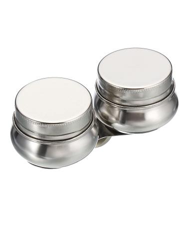 PATIKIL 3.5 x 1.8 Palette Cups  Paint Pot Container Cup with Lid and Clip Double Dippers Stainless Steel for Oil Painting  Silver 1 3.5 x 1.8