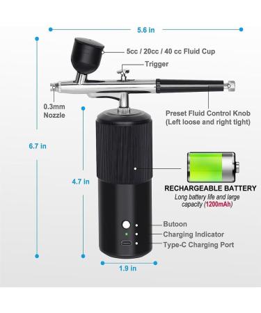 GYSURYB Airbrush Set Kit Rechargeable Handheld Airbrush Compressor for Nail Art Makeup B - Buy Online on SooperMarket.com