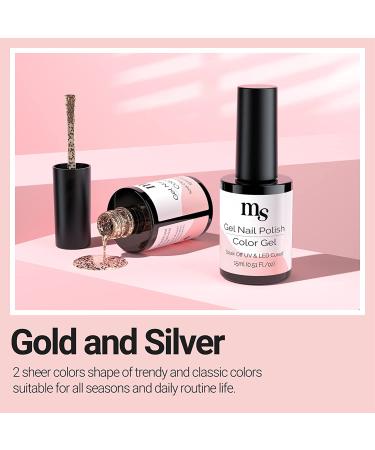 Gold & Silver Glitter Gel Nail Polish Set - UV Soak Off, Salon Quality DIY Manicure Kit - Buy Online on SooperMarket.com