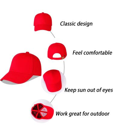 LANGZHEN 100% Cotton Kids Plain Baseball Cap Hat - Adjustable Sun Hat for Girls Boys 2-4 Years (Black+Red) - Buy Online on SooperMarket.com
