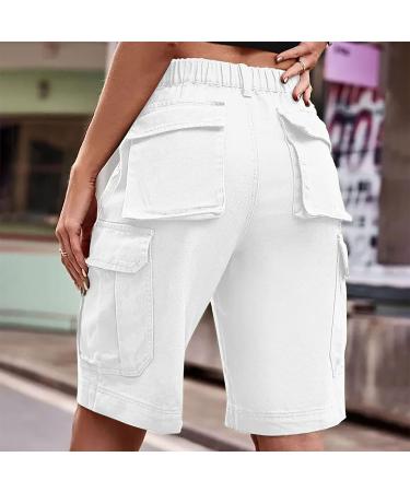 Women's Camo Cargo Shorts | Button Fly with Pockets | Solid Color Knee-Length Summer Shorts - Buy Online on SooperMarket.com