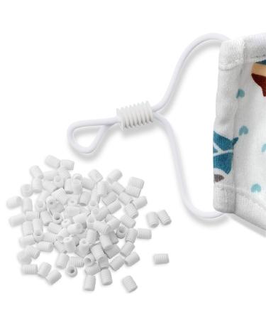 OCEANTREE Cord Locks for Mask  Elastic Adjuster Silicone Cord Stopper No Slip Earloop Toggles for Drawstring Buckle Clasp White