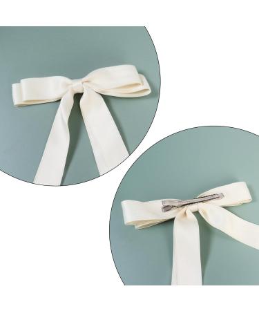 2 Pack Hair Bows for Women Beige Bow Hair Clips French Barrette with Long Silky Satin Hair Ribbons for Women Girls(Beige Pink) - Buy Online on SooperMarket.com