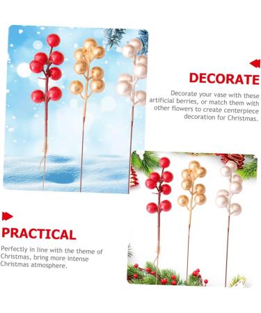 ABOOFAN 60 Pcs Christmas Fruit Christmas Decorations Christmas Holly Berries Christmas Berry Stems Winter Light House Decorations for Home Christmas Tree Fake Berry Foam Red Fruit Wreath Redx3pcs 17x3cmx3pcs - Buy Online on SooperMarket.com