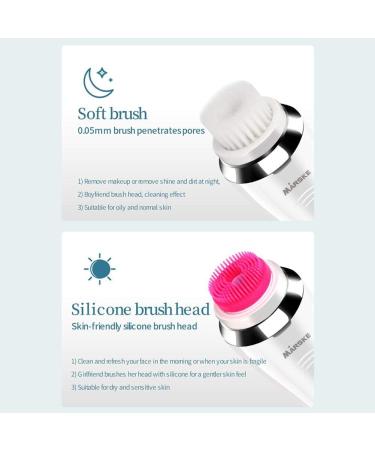 Electric Facial Body Cleaning Brush Electric Face Brush Wireless Charging Cleaning Brush Multi-Function Massager Blackhead Removal Acne Pore Cleaning Waterproof with 4 Replaceable Heads - Buy Online on SooperMarket.com