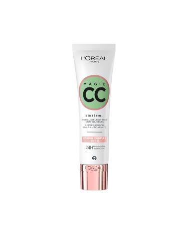L'Or al Paris Magic CC Cream with SPF 20 Anti-Redness and Colour Correcting With Vitamins B5 and E Lightweight Hydrating Formula Adapts to Skin Tone for a Natural Glowy Finish 30 ml CC Cream 30 ml (Pack of 1)