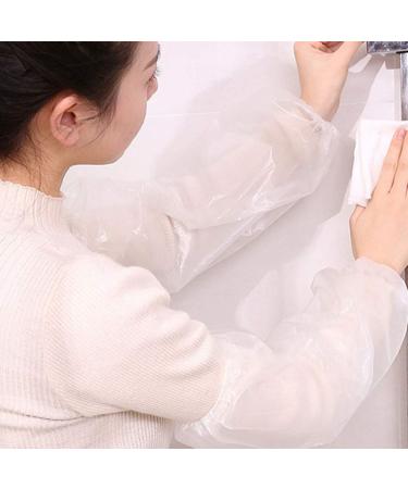 10pcs Disposable Arm Sleeves Covers Elastic End Wrist Clear Waterproof Protective Oversleeves for Protection Painting Cleaning - Buy Online on SooperMarket.com