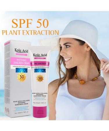 Relief Sun Organic Sunscreen SPF50 - Lightweight Oil-Free Kojic Acid & Collagen Face Cream for Acne Prone Skin - Non-Greasy Moisturizer for Face & Body (50ml - Buy Online on SooperMarket.com