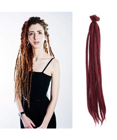 Noblife 10pcs 50cm Burgundrot Dreadlock extensions one-sided crocheted synthetic dreadlocks accessories jamaica punk hip-hop reggae hair braoid faux locs for fashion men women