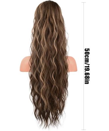 19.68 Inch Ponytail Extension Human Hair Ponytail Wave Drawstring Pony Hair Extension Synthetic Pony Tail Hair Pieces for Women Long Wavy Soft Natural Pony Tails Extensions Brown - Buy Online on SooperMarket.com