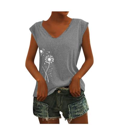 Short Sleeve T Shirts Clothing Woman T-Shirt Casual Black Clothing Top Women's Floral Pattern for Women Crop Tops Shirt Shirts Top Women's Summer Tank Top 3-grey XL