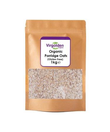 Organic Porridge Oats (Rolled Oat Flakes) 1kg by Virgolden Organic - Great for Cooking Breakfast or Baking