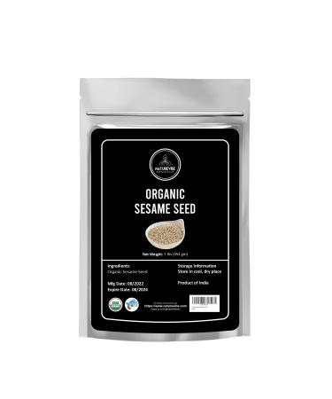 Naturevibe Botanicals Organic Sesame Seeds - 1lb , White | Gluten-Free & Non-GMO | Keto Friendly (16 Ounces) Packaging may vary