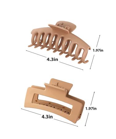 Large Hair Claw Clips 8 Pack: Strong Hold Rectangular & Square Styles for Thick Hair - Matte Warm Color Pink - Women's Hair Accessories - Buy Online on SooperMarket.com