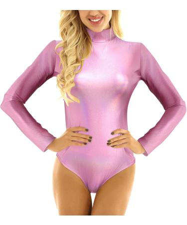 Buy Women's Metallic Liquid Glossy Long Arm Dance Leotard | Stylish Black Jumpsuit for Ballet & Gymnastics - International Shipping Available - Buy Online on SooperMarket.com