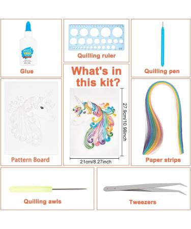 WEBEEDY Quilling Kit for Adults - DIY Paper Filigree Painting Set with Tools for Handmade Wall Art Decor - Unicorn Theme - Creative Gift Idea - Buy Online on SooperMarket.com