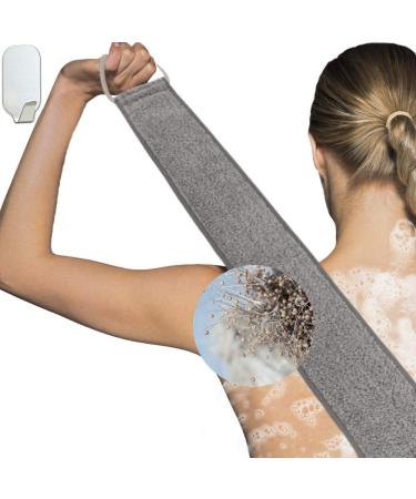 Loofah Back Scrubber for Shower for Men/Women  Natural Soft Flax Back Scrub Washer  Extra Long Back Exfoliator Cleaner for Shower Acne  Dual-Sided Bath Exfoliating Scrubber  Deep Clean&Invigorate Skin Navy Cotton-Bottom