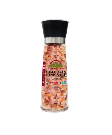 Himalayan Chef Pink Salt with Chipotle, Tall Glass Grinder, 10.58 Oz 11.5 Ounce (Pack of 1) Pink Salt with Chipotle Grinder (10.58 Oz)
