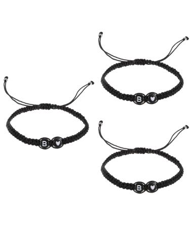 SHERCHPRY 3pcs Black and White Heart Bracelet rope bracelets heart bracelet for couples Beads Heart Bracelet Matching friendship bracelet lovers universal black rope the Letter Is Acrylic