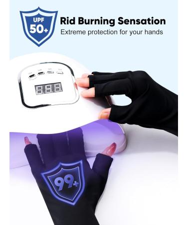 Subay UV Gloves for Gel Nails - Professional UPF50+ Anti-UV Fingerless Gloves in Black - Buy Online on SooperMarket.com