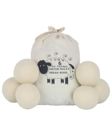 6 Pcs Wool Dryer Balls for Laundry Wool Tumble Dryer Balls for Laundry Reusable Natural Fabric Softener Drying Balls for Tumble Dryer Balls to Reduces Drying Time 2.75 Inch
