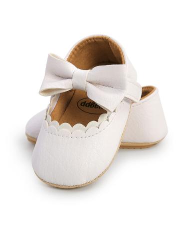 RVROVIC Baby Girl Moccasins Princess Mary Jane Flat Dresses Shoes Premium Lightweight Soft Sole Crib Shoes Toddler Shoes 6-12 Months B White