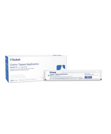 Dukal Cotton Tipped Applicators 6 inch Pack of 200 Swabsticks Wood Shaft 100% Cotton tip Sterile swabsticks for Medical Applications Latex-Free Single use