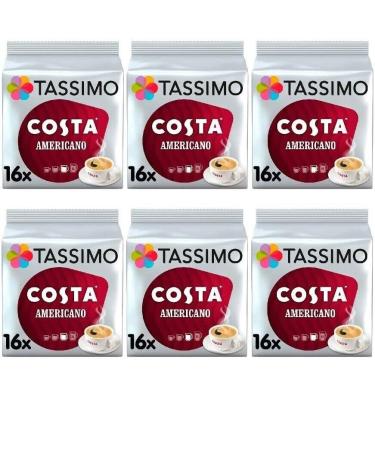 Tassimo Compatible Costa Americano Coffee Pods 16 discs - (Pack of 6 Total 96 discs 96 Drinks)
