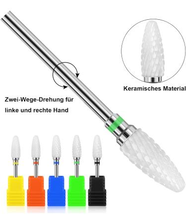 Piashow Improved Version 5-Piece Ceramic Nail Drill Bit Set Professional Nail Cutter Attachments Home Use Nail Cutter Bits for Gel Nails Manicure Pedicure Cuticles (3/32 Inches) Stil 1 - Buy Online on SooperMarket.com