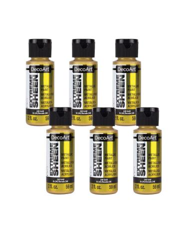 DecoArt Extreme Sheen 24K Gold Metallic Acrylic Paint 2 Fl. Oz. Bottle (Pack of 6) 2 Fl Oz (Pack of 6) 24K Gold