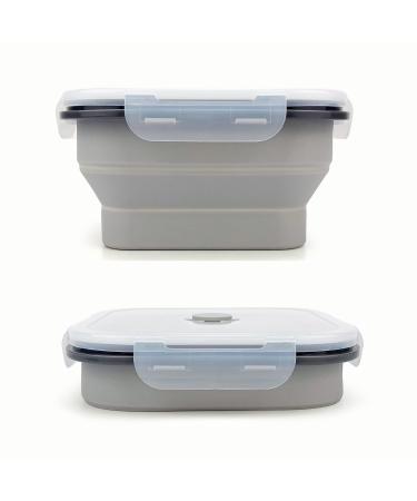 CARTINTS Collapsible Camping Bowl, Silicone Food Container with Lid, Space-Saving Camping Utensils for Kitchen and Outdoor, Microwave Safe 900ml Gray