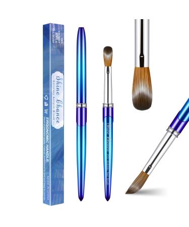 Acrylic Nail Brush Size 10 100% Pure Kolinsky 3D Art Nail Brush with Gradient Blue Handle Art Design Powder Nail Brush Pen for Nails Extension & Carving Acrylic Application Tools #10 Blue