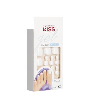 KISS Gel Fantasy Pedicure Set - Classic Style with Pink Gel Glue and White Toenails - Buy Online on SooperMarket.com