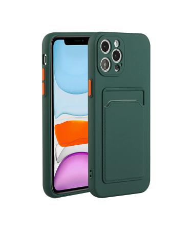 Tivenfezk Nadoli Silicone case for iPhone 15 Pro Ultra thin shockproof scratch -resistant wallet soft TPU protective cover mobile phone case with credit card holder iphone 15 per dark green