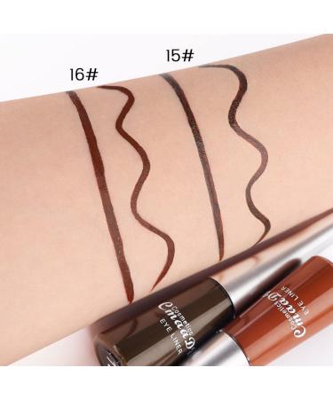 Dark Brown Coffee Liquid Eyeliner Set - Waterproof Colored Eye Liners for Women - Stamps Shapes, 2Pcs - Delineadores de Colores para Ojos - Long-Lasting Formula - Pack of 1 - Buy Online on SooperMarket.com