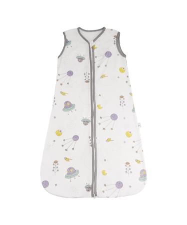 ZIGJOY Baby Sleep Bag 100% Cotton Sleeveless Baby Wearable Blanket 1.0 Tog Sleeping Sack with 2-Way Zipper for Newborn 4-8 Mon Space Alien 4-8 Months