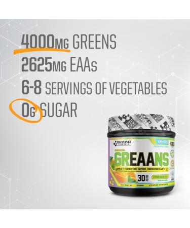 Beyond Yourself - GrEAAns Superfood Greens and EAA Blend | 4000mg Organic Superfood 2625mg Vegan EAAs | Sugar-Free Zero Calories No Synthetic Additives | Optimizes Health Performance and Recovery | Citrus Green Tea - Buy Online on SooperMarket.com
