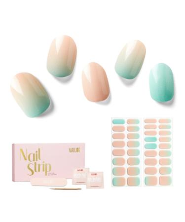 NAILOG Semi Cured Gel Nail Strips 34 pcs Salon-Quality Gel Nail Stickers Long Lasting Nail Wraps for Women with Soft Gel Finish New Dawn