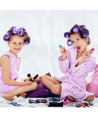 Jumbo Hair Rollers Set Hair Rollers Self Grip Curlers For Long Hair No Heat Curlers Heatless Hair Rollers With Clips & Comb 24 Packs (Purple 24Pcs) - Buy Online on SooperMarket.com