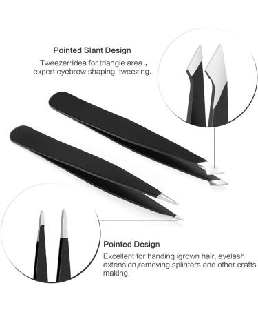 6 Piece Tweezers Set Eyebrow Tweezers Scissors Set with Stainless Steel Point Slant Flat Tip Tweezers and Eyebrow Razor and Scissors for Eyebrows Plucking Facial Body / Ingrown Hair Removal-Packed in Leather Case - Buy Online on SooperMarket.com