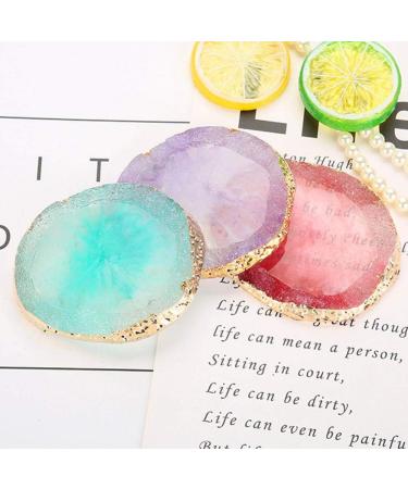 Polish Mix Palette Resin Nail Art Palette Paint Drawing Color Dish Golden Edge Resin Stone Paint Drawing Color Dish Manicure Nail DIY Tool(Red) - Buy Online on SooperMarket.com