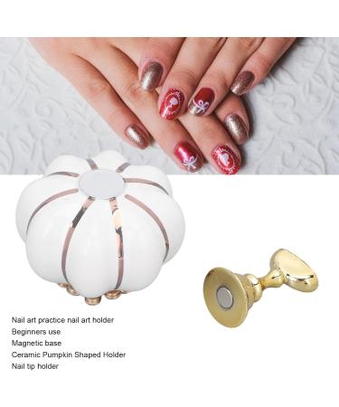 Nail Tip Stand Ceramic Pumpkin Shaped Nail Display Stand Nail Practice Stand for Home DIY and Salon Magnetic Nail Tip Holder Stand Set for Nail Beauty Salon(white) - Buy Online on SooperMarket.com