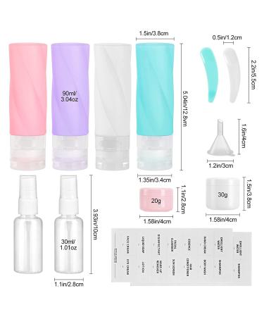 14 Pack Silicone Travel Bottles for Toiletries - TSA Approved Leak Proof Containers for Cosmetics, Shampoo, Conditioner, Lotion - BPA Free (3.04 oz) - Colorful - Buy Online on SooperMarket.com