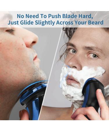 Rotary Electric Razor for Men with Pop-up Trimmer, LCD Display, Rechargeable Cordless & Waterproof - Blue - Buy Online on SooperMarket.com