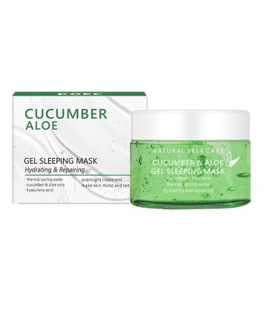 Cucumber & Aloe Gel Sleeping Mask Cucumber Gel Mask with Aloe Vera Extract & Hyaluronic Acid Firming Anti Aging Moisturizing Face Mask Night Time Skin Care & Repair