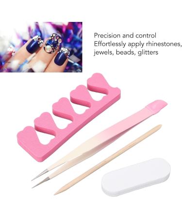 2 Set Nail Tweezers Nail Art Tweezers Straight Tip Nail Tweezers Rhinestone Pickers Manicure Nail Art Tool Set with Finger Separator Sponge Sanding Bar for - Buy Online on SooperMarket.com