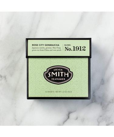 Smith Teamaker Rose City Genmaicha No. 1912 | Caffeinated Green Tea Blend with Sencha, Genmai & Rose Petals - 15 Sachets - Buy Online on SooperMarket.com